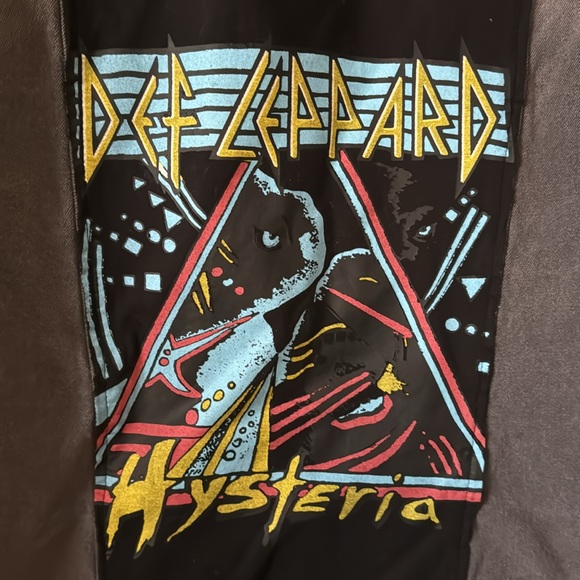 EUC Custom Def Leopard Button-up Denim Jean Jacket Junk Food Size L Metal Rock - Picture 2 of 6